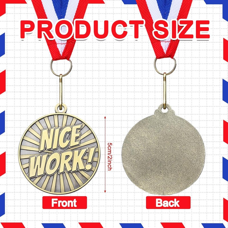 Quelay 30 Pcs 2'' Gold Awards Medals Bulk Winner Medals with Neck Ribbons Encourage Team Participation for Adults Trophy Award Prize Gift Competitions Graduation Party - Image 2